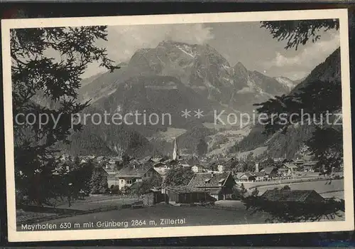 Mayrhofen Zillertal Panorama mit Gruenberg Kat. Mayrhofen