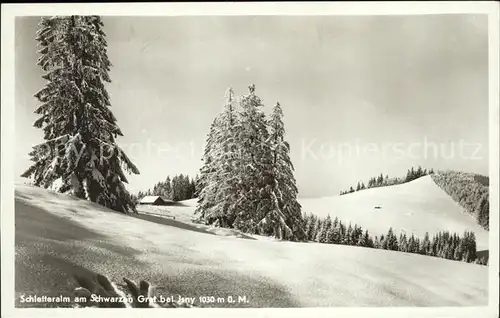 Schletteralm Landschaft im Schnee Kat. Isny im Allgaeu