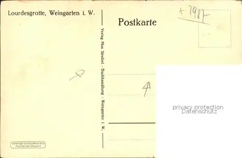 Weingarten Wuerttemberg Lourdesgrotte  / Weingarten /Ravensburg LKR