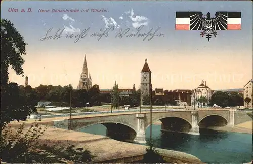 Ulm Donau Neue Donaubruecke mit Muenster Wappen Kat. Ulm