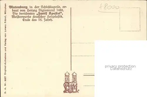 Pasing Schlosskapelle zu Blutenburg Zwoelf Apostel Kat. Muenchen