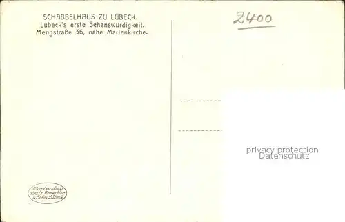 Luebeck Schabbelhaus innen Mengstrasse 36 Kat. Luebeck