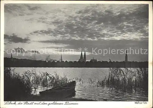 Luebeck Panorama vom See aus Kat. Luebeck