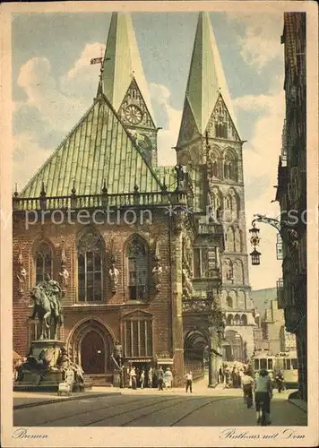 Bremen Rathaus mit Dom Strassenbahn Kat. Bremen