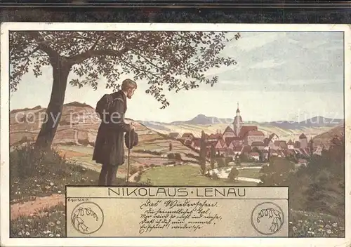 Lenau Nikolaus Wappen Wandern Kuenstlerkarte E. Kutzer / Kulmain /Tirschenreuth LKR