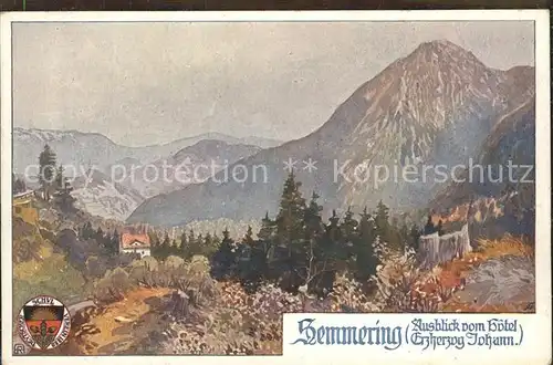 Semmering Niederoesterreich Wappen Hotel Erzherzog Johann Kuenstlerkarte / Semmering /Niederoesterreich-Sued