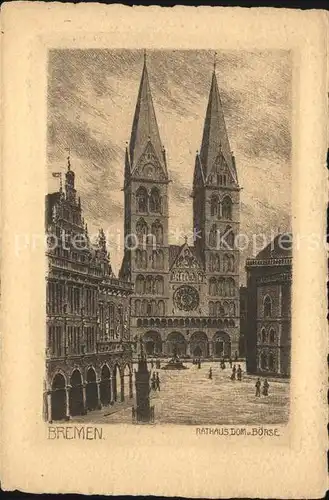 Bremen Rathaus Dom Boerse Kuenstlerkarte Kat. Bremen