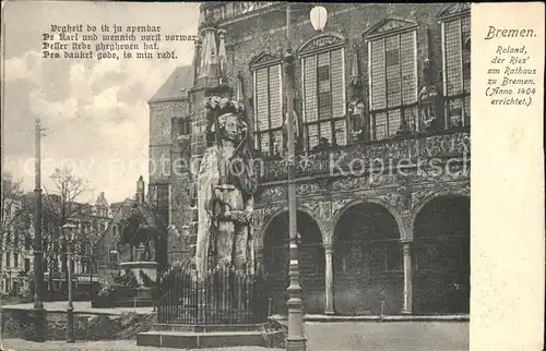 Bremen Roland der Ries am Rathaus Kat. Bremen
