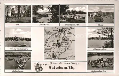 Ratzeburg Landkarte Ansichten Dom Markt Wasserturm  Kat. Ratzeburg