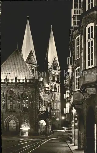 Bremen Marktplatz bei Nacht Kat. Bremen
