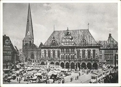 Bremen Altes Rathaus Liebfrauenkirche Markt Strassenbahn Kat. Bremen