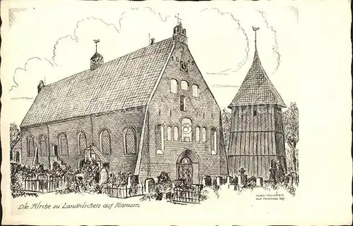 Landkirchen auf Fehmarn Kirche Kuenstlerkarte Kat. Fehmarn