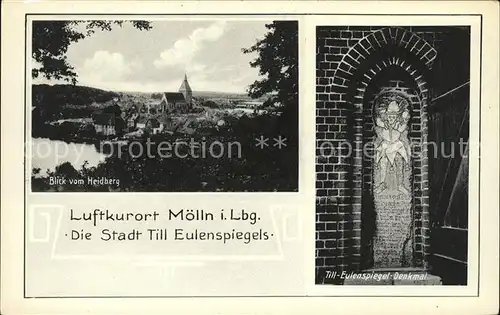 Moelln Till Eulenspiegel Denkmal Panorama vom Heidelberg Kat. Moelln