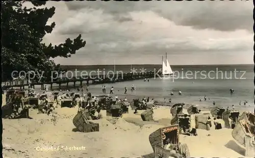 Scharbeutz Ostseebad Strand Seebruecke Segelboot Kat. Scharbeutz