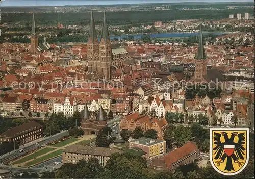 Luebeck Fliegeraufnahme Panorama Kirchen Wappen Kat. Luebeck