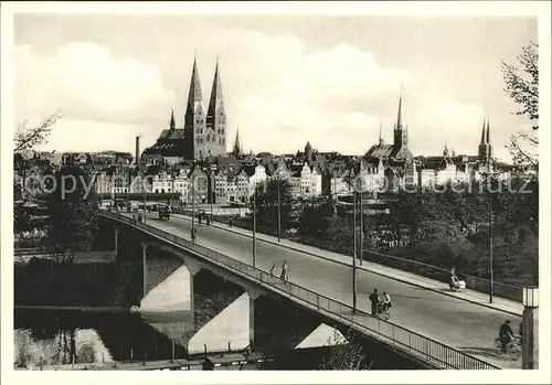 Luebeck Panorama mit Marienbruecke Kat. Luebeck