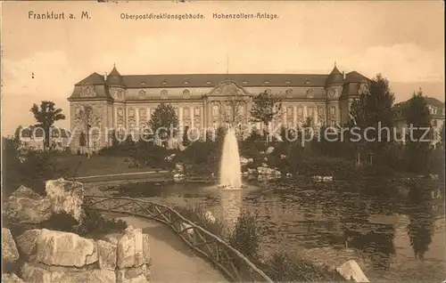 Frankfurt Main Oberpostdirektionsgebaeude Hohenzollern Anlage Fontaene Teich Kat. Frankfurt am Main