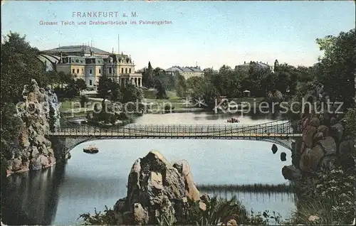 Frankfurt Main Grosser Teich Drahtseilbruecke im Palmengarten Kat. Frankfurt am Main