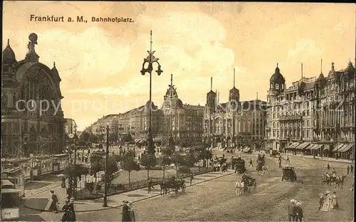 Frankfurt Main Bahnhofsplatz Strassenbahn Pferdedroschken Kat. Frankfurt am Main