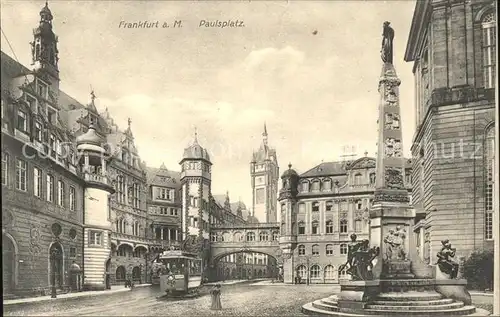 Frankfurt Main Paulsplatz Neues Rathaus Einheitsdenkmal Strassenbahn Kat. Frankfurt am Main