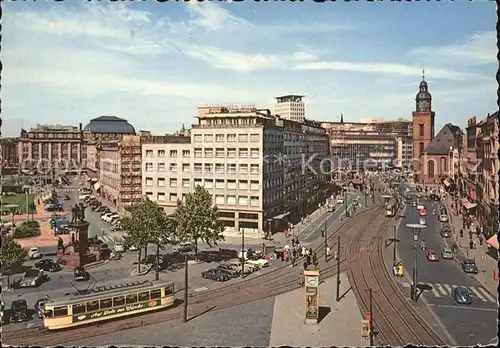 Frankfurt Main Rossmarkt und Cafe Hauptwache Katharinenkirche Denkmal Strassenbahn Kat. Frankfurt am Main