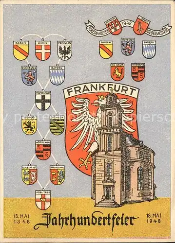 Frankfurt Main Jahrhundertfeier Kirche Wappen Kat. Frankfurt am Main