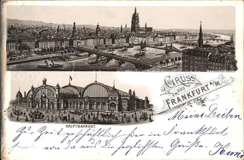 Frankfurt Main Panorama und Hauptbahnhof Kat. Frankfurt am Main