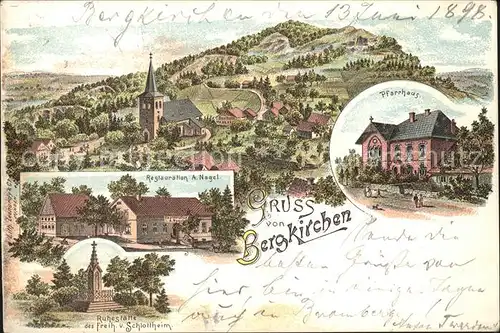 Bergkirchen Bad Oeynhausen Panorama Pfarrhaus Restaurant Nagel Ruhestaette Freih v Schlottheim Kat. Bad Oeynhausen