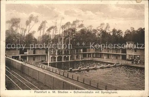 Frankfurt Main Schwimmstadion mit Sprungturm Kat. Frankfurt am Main