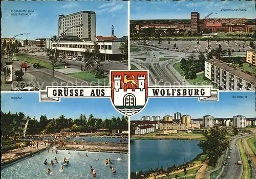Wolfsburg Freibad Teichbreite u.Volkswagenwerk Kat. Wolfsburg