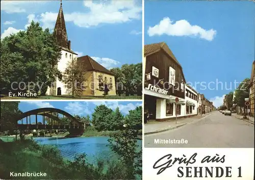 Sehnde Mittelstrasse Ev.Kirche u.Kanalbruecke Kat. Sehnde
