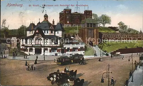 St Pauli Faehrhaus mit Bahnhof der Hochbahn Kat. Hamburg