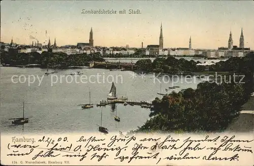 Hamburg Teilansicht mit Lombardsbruecke Kat. Hamburg