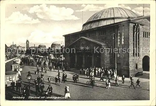 Hamburg Elbtunnel mit Landungsbruecken Kat. Hamburg