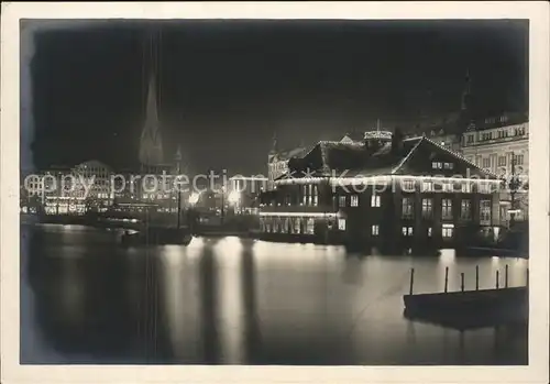 Hamburg Blick ueber die Alster bei Nacht Kat. Hamburg