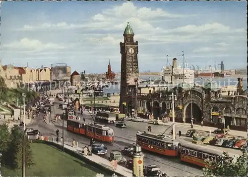 Hamburg Landungsbruecken mit Hafen Kat. Hamburg