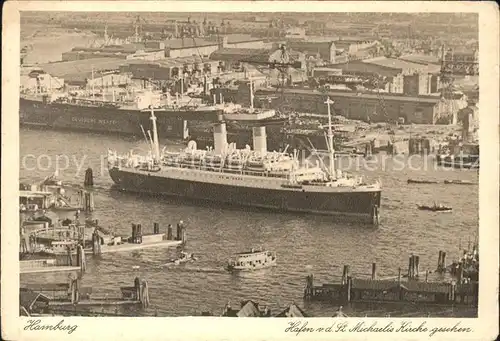 Hamburg Blick von der St.Michaeliskirche auf den Hafen Kat. Hamburg