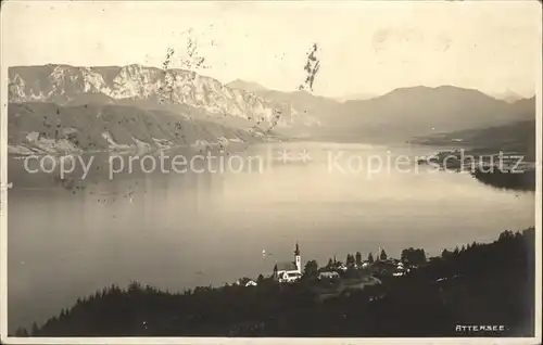 Attersee Gesamtansicht mit Alpenpanorama Kat. Attersee