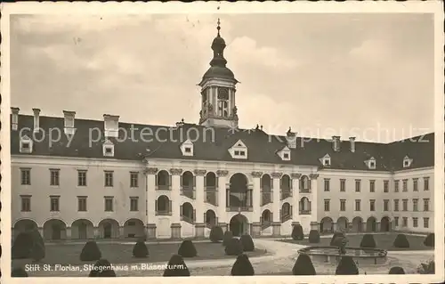 Sankt Florian Stift Stiegenhaus mit Blaeserturm Kloster Barock Kat. Sankt Florian