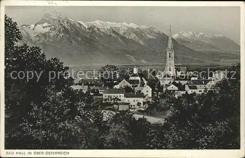 Bad Hall Oberoesterreich Ortsansicht mit Kirche und Alpenpanorama Kat. Bad Hall