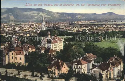 Linz Donau Panorama Blick vom Freinberg Kat. Linz