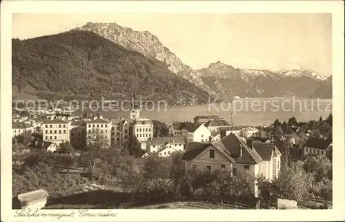 Gmunden Salzkammergut Ortsansicht mit Kirche Traunsee Alpenpanorama Kat. Gmunden