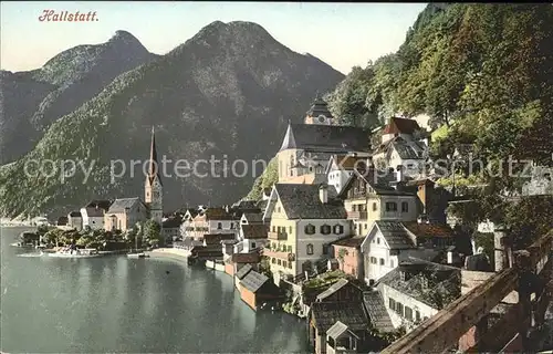 Hallstatt Salzkammergut Ortsansicht mit Kirche Hallstaetter See Kat. Hallstatt