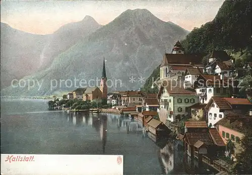 Hallstatt Salzkammergut Ortsansicht mit Kirche Hallstaetter See Kat. Hallstatt