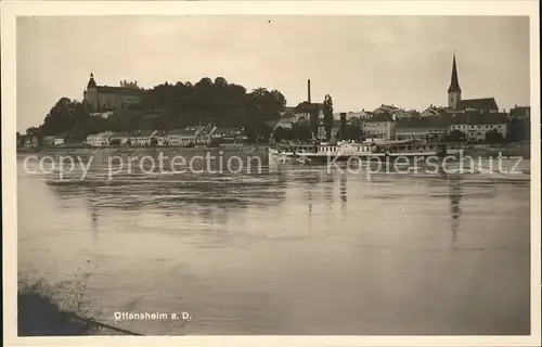 Ottensheim Partie an der Donau Dampfer Schloss Kirche Kat. Ottensheim