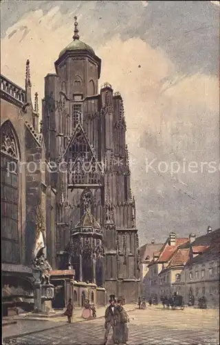Wien Unausgebaute Turm der Stephanskirche Kuenstlerkarte Kat. Wien