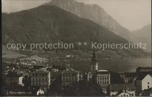 Gmunden Salzkammergut Ortsansicht mit Kirche am Traunsee Kat. Gmunden