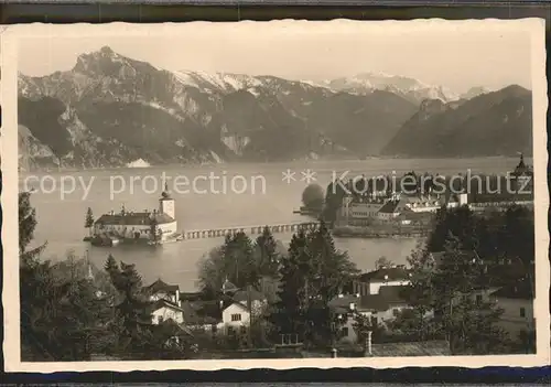 Gmunden Salzkammergut Ortsansicht mit Schloss Ort Traunsee Alpenpanorama Kat. Gmunden