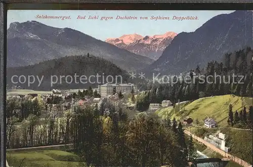 Bad Ischl Salzkammergut Blick gegen Dachstein von Sophiens Doppelblick Gasthaus Kat. Bad Ischl