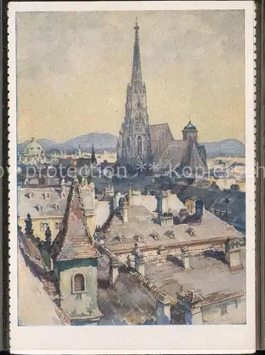 Wien Stephanskirche Kuenstlerkarte nach Aquarell von K. Schwetz Kat. Wien